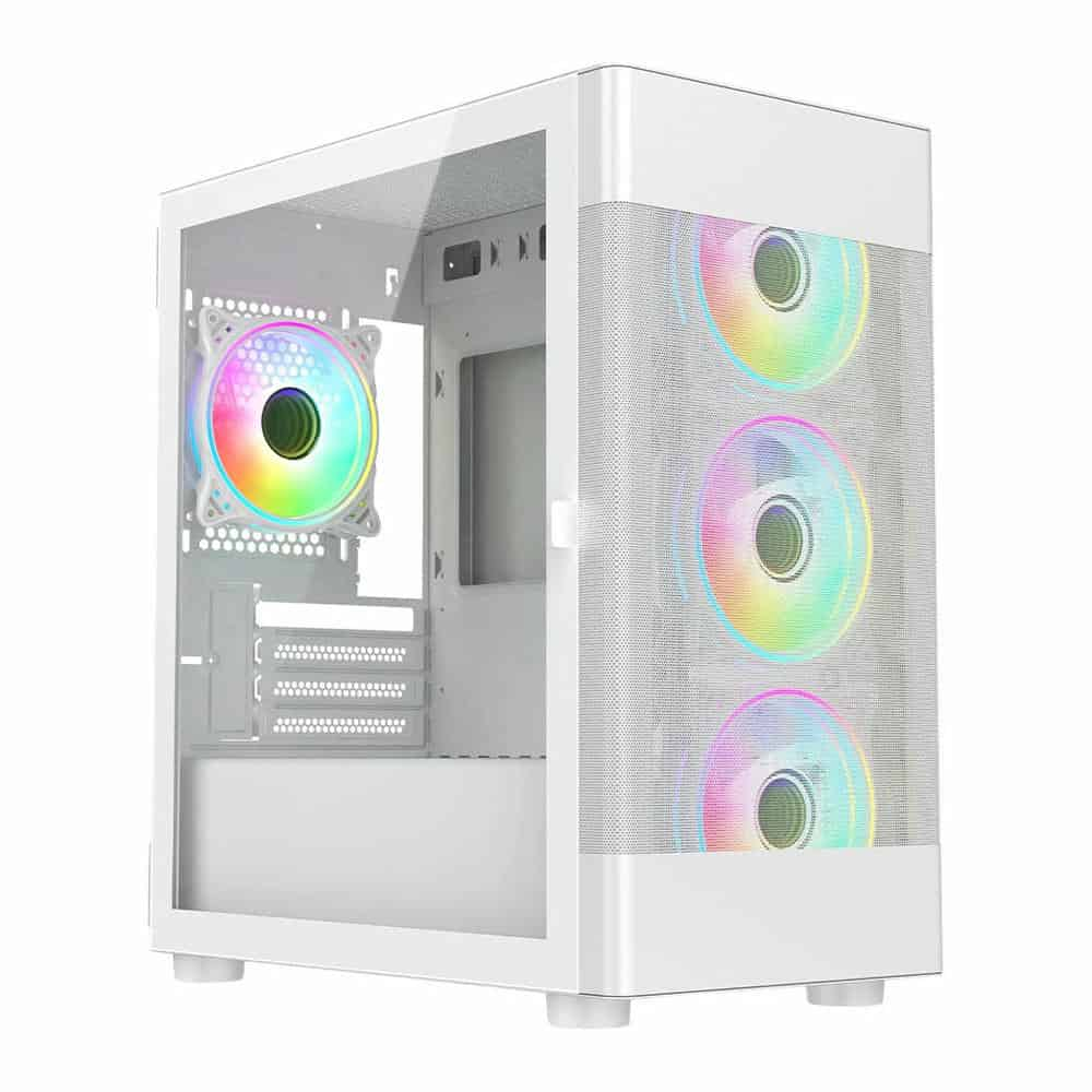 Vida Zephyr White Tempered Glass Micro-ATX PC Gaming Case